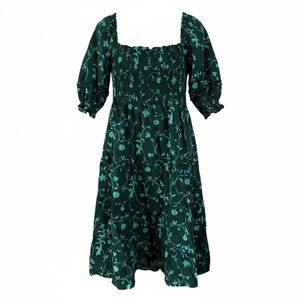 Hill House Green Floral Midi Dress